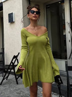 Ribbed Knit A-Line Jersey Mini Dress image 7