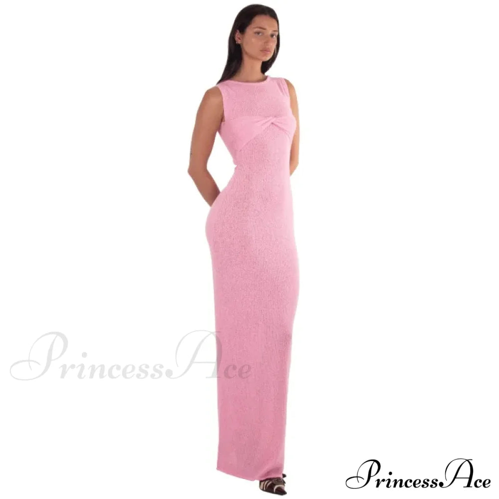 Ribbed Knit Bandeau Charming Sleeveless Midi Dress image 10