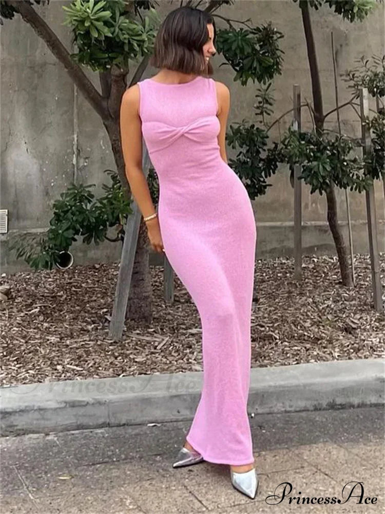 Ribbed Knit Bandeau Charming Sleeveless Midi Dress image 2