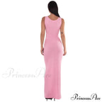 Ribbed Knit Bandeau Charming Sleeveless Midi Dress image 12