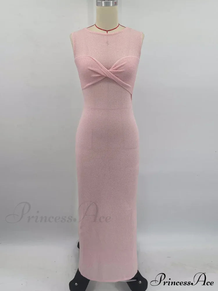 Ribbed Knit Bandeau Charming Sleeveless Midi Dress image 5