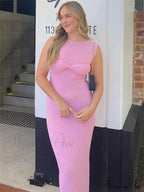 Ribbed Knit Bandeau Charming Sleeveless Midi Dress image 19