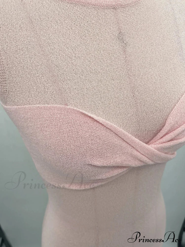 Ribbed Knit Bandeau Charming Sleeveless Midi Dress image 6
