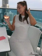 Ribbed Knit Bandeau Charming Sleeveless Midi Dress image 23