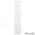 Ribbed Knit Bandeau Charming Sleeveless Midi Dress image 8