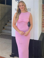 Ribbed Knit Bandeau Charming Sleeveless Midi Dress image 18