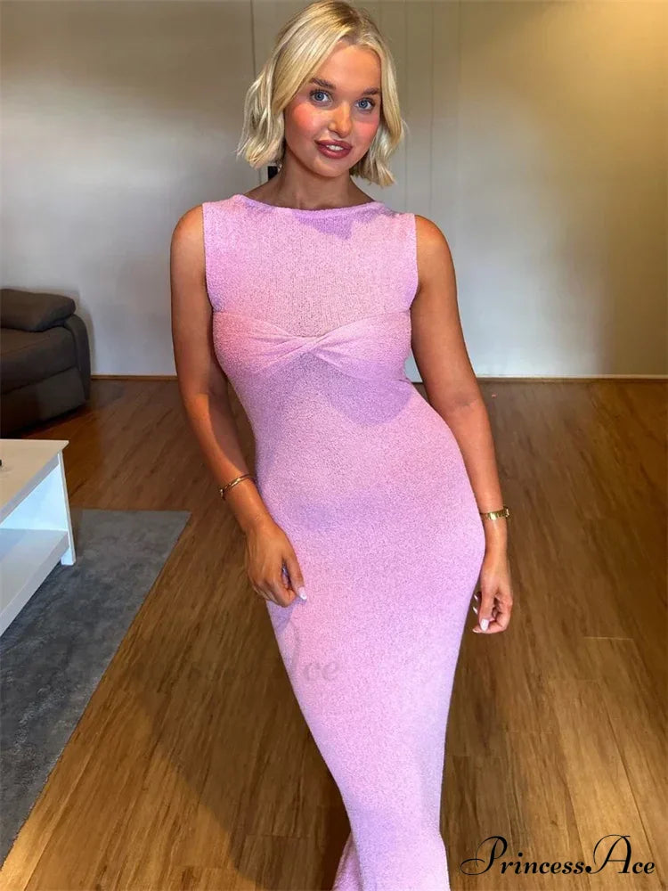 Ribbed Knit Bandeau Charming Sleeveless Midi Dress image 17