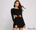 Ribbed Knit Stylish O-Ring Mini Dress image 1
