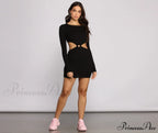 Ribbed Knit Stylish O-Ring Mini Dress image 4