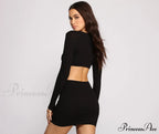Ribbed Knit Stylish O-Ring Mini Dress image 2