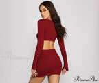 Ribbed Knit Stylish O-Ring Mini Dress image 6