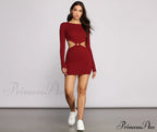 Ribbed Knit Stylish O-Ring Mini Dress image 8