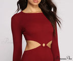 Ribbed Knit Stylish O-Ring Mini Dress image 7