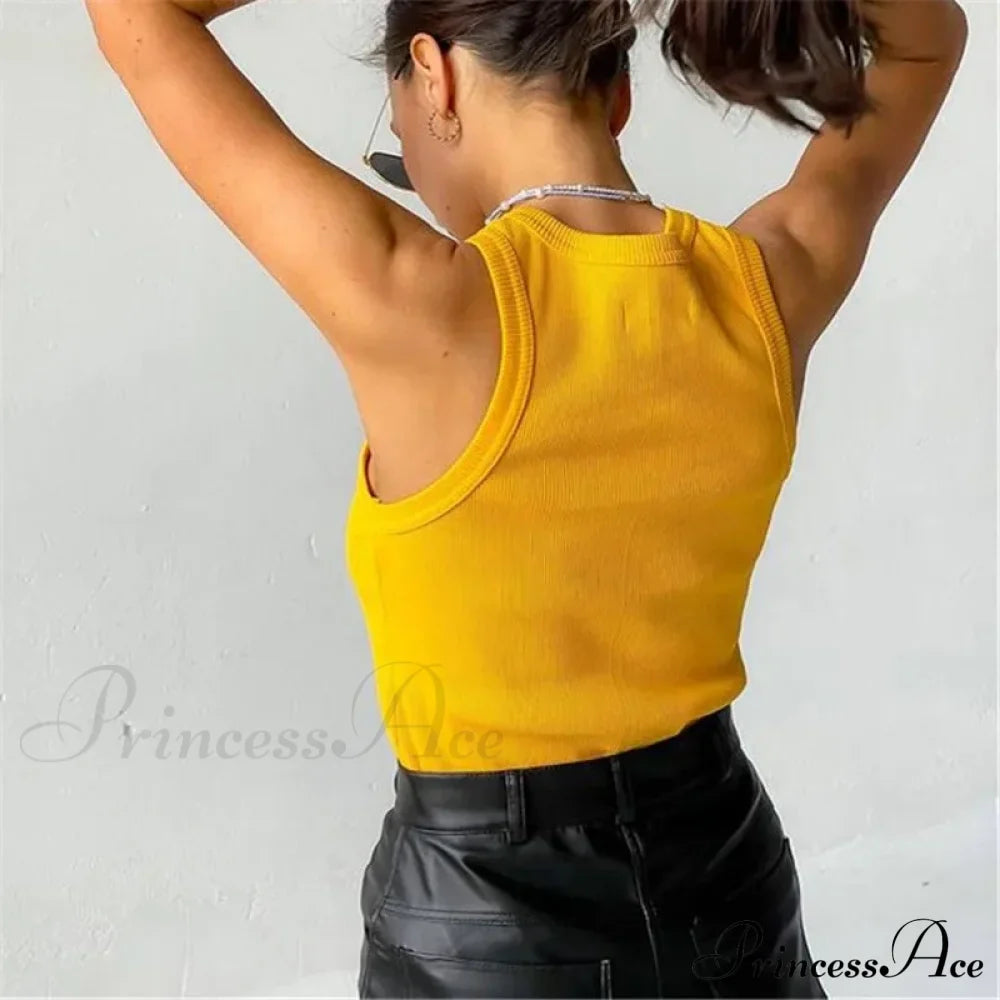 Ribbed Knitteds Neck Summer Shirts White Black Casual Sport Vest Off Shoulder Green Women's Tank top image 5