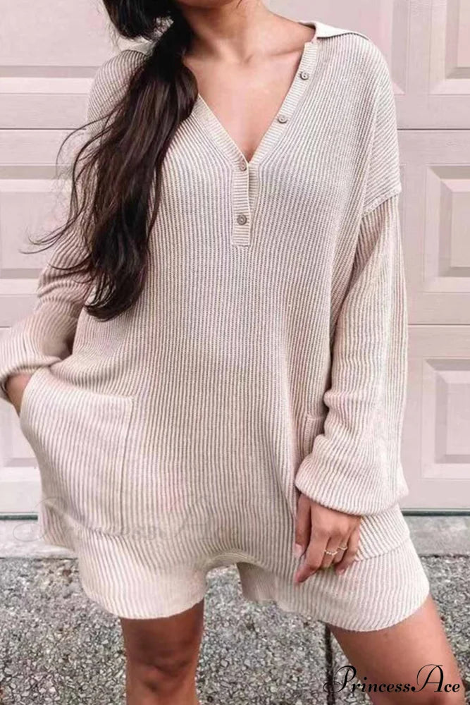 Ribbed Rompers with Lapel and Long Sleeves image 9