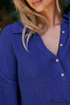 Ribbed Rompers with Lapel and Long Sleeves image 5