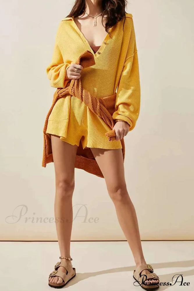 Ribbed Rompers with Lapel and Long Sleeves image 6