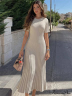 Ribbed Short Stylish Sleeve Maxi Dress&nbsp; image 1