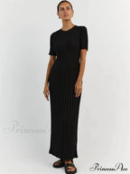Ribbed Short Stylish Sleeve Maxi Dress&nbsp; image 5