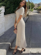 Ribbed Short Stylish Sleeve Maxi Dress&nbsp; image 2