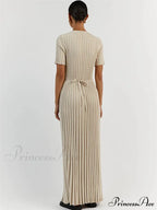 Ribbed Short Stylish Sleeve Maxi Dress&nbsp; image 4