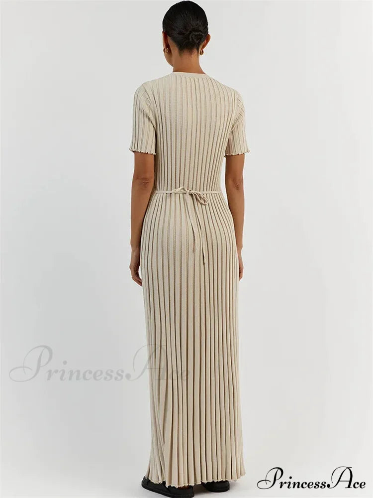 Ribbed Short Stylish Sleeve Maxi Dress&nbsp; image 4