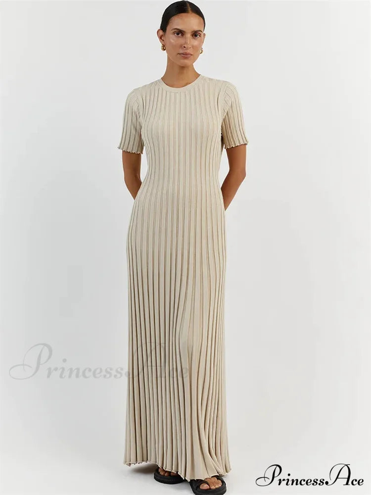 Ribbed Short Stylish Sleeve Maxi Dress&nbsp; image 3