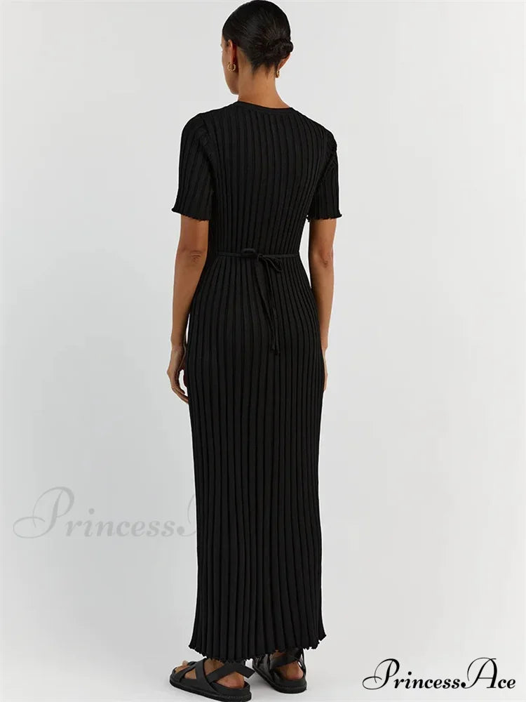 Ribbed Short Stylish Sleeve Maxi Dress&nbsp; image 6