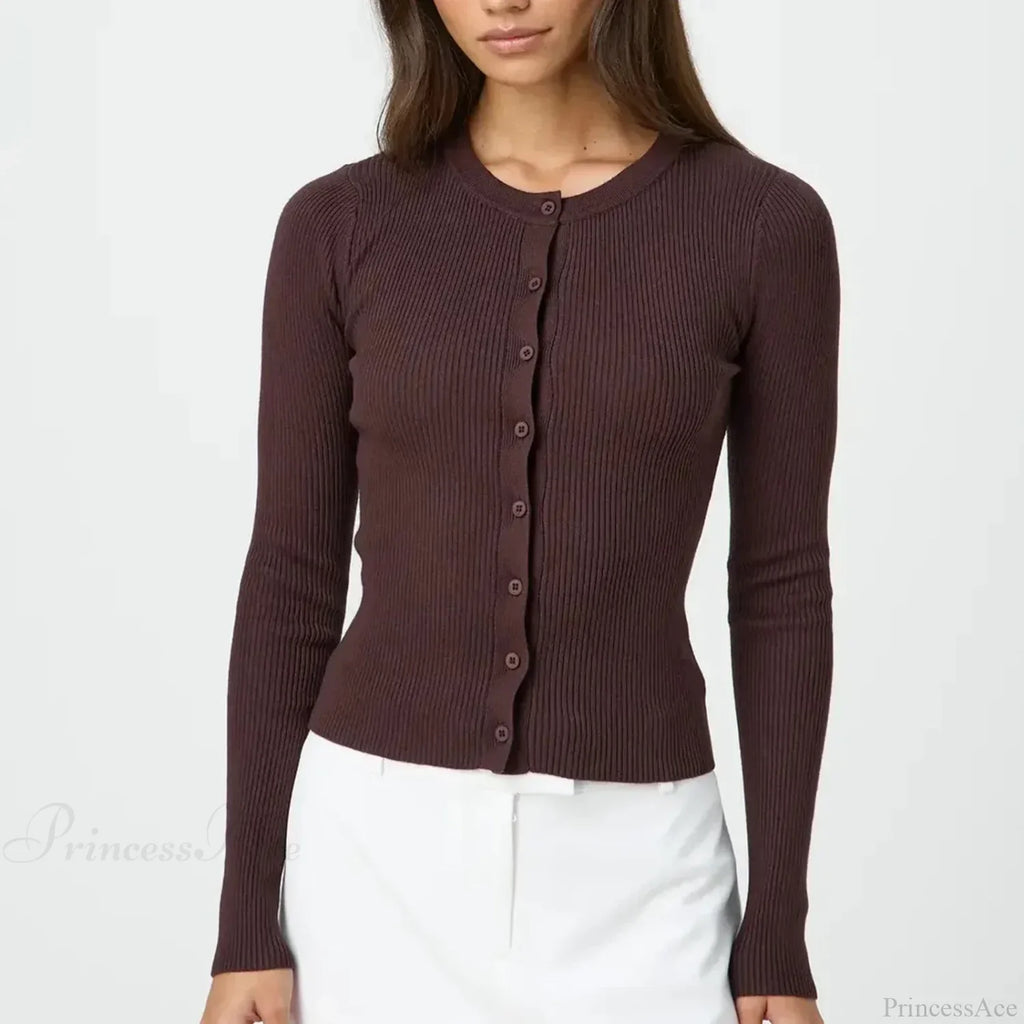 Ribbed Slim Button-Up Long Sleeve Cardigan image 3