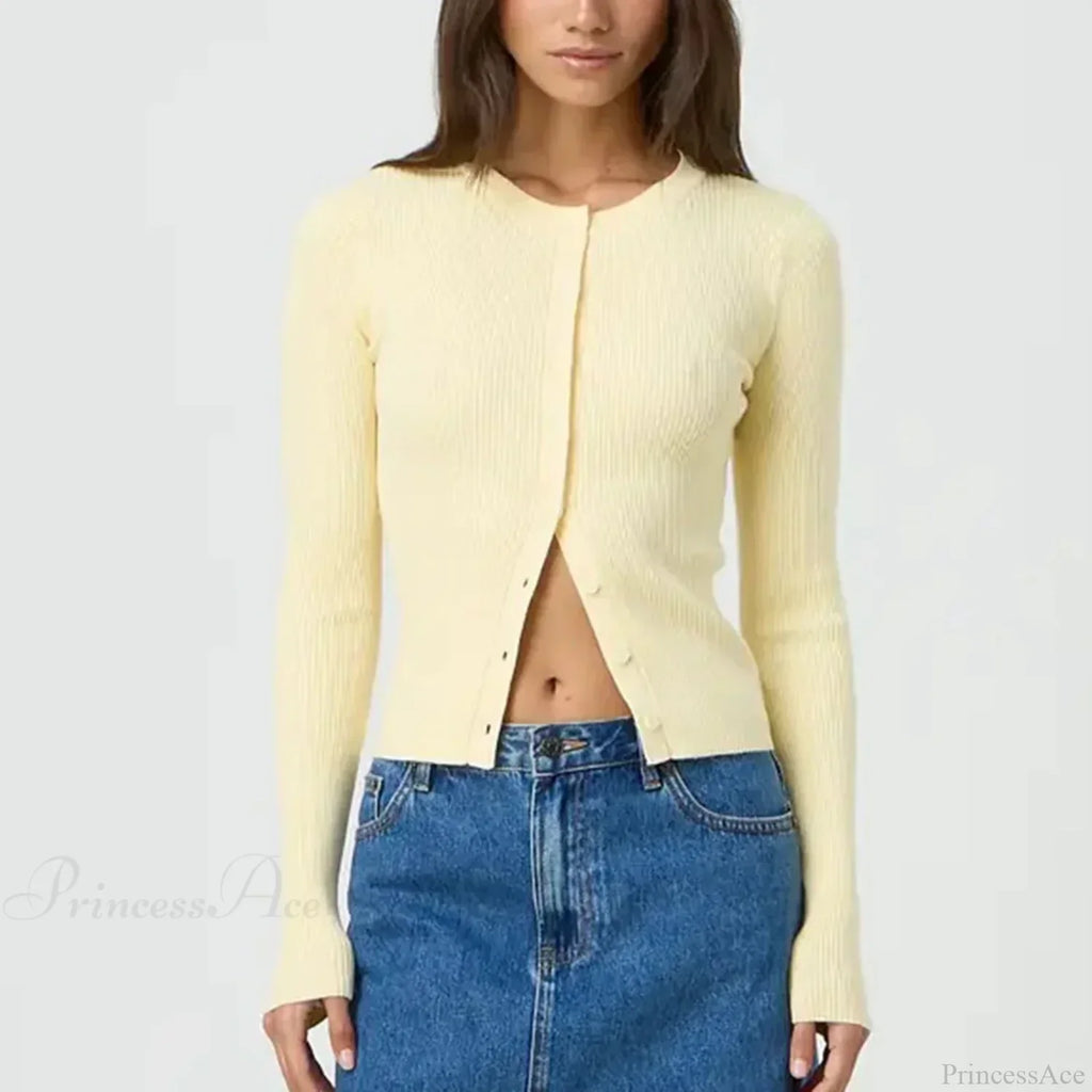 Ribbed Slim Button-Up Long Sleeve Cardigan image 4