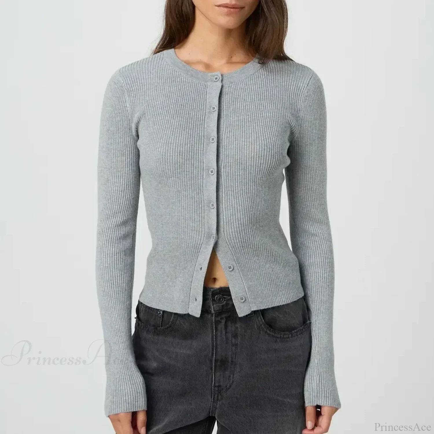 Ribbed Slim Button-Up Long Sleeve Cardigan image 6