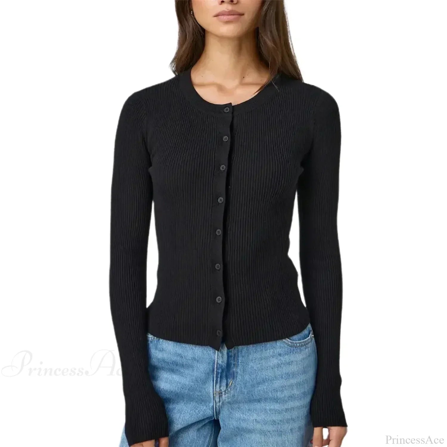 Ribbed Slim Button-Up Long Sleeve Cardigan image 7