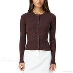 Ribbed Slim Button-Up Long Sleeve Cardigan image 8