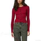 Ribbed Slim Button-Up Long Sleeve Cardigan image 13