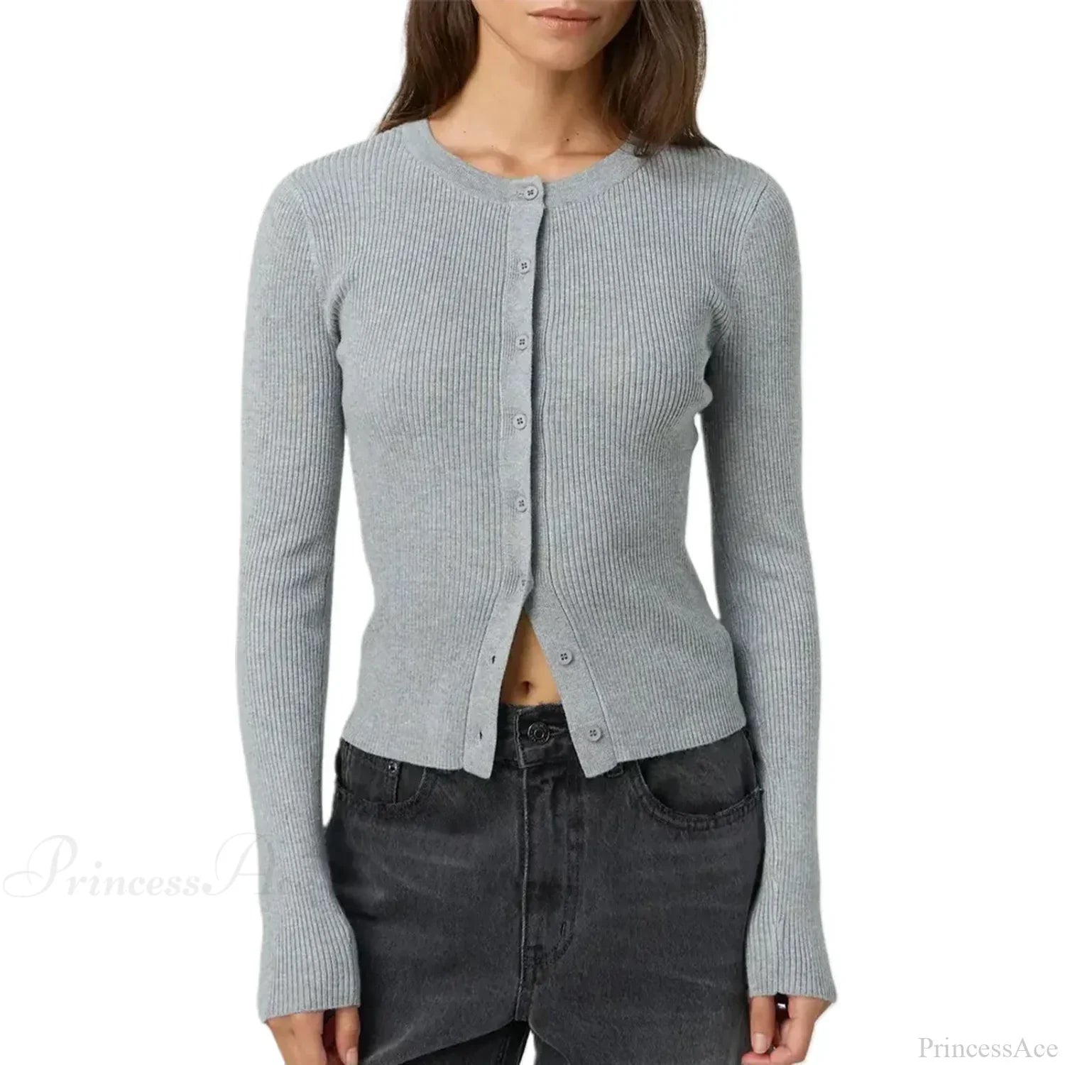 Ribbed Slim Button-Up Long Sleeve Cardigan image 10