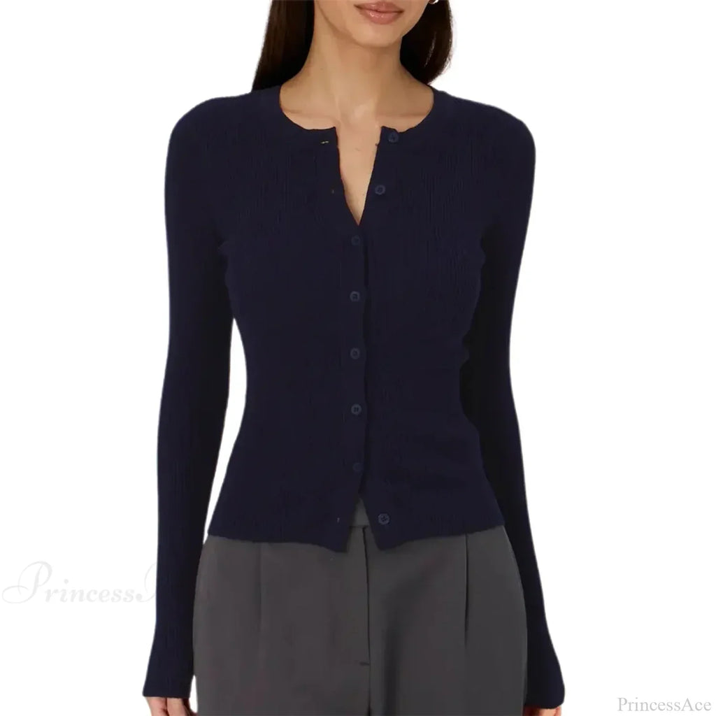 Ribbed Slim Button-Up Long Sleeve Cardigan image 11