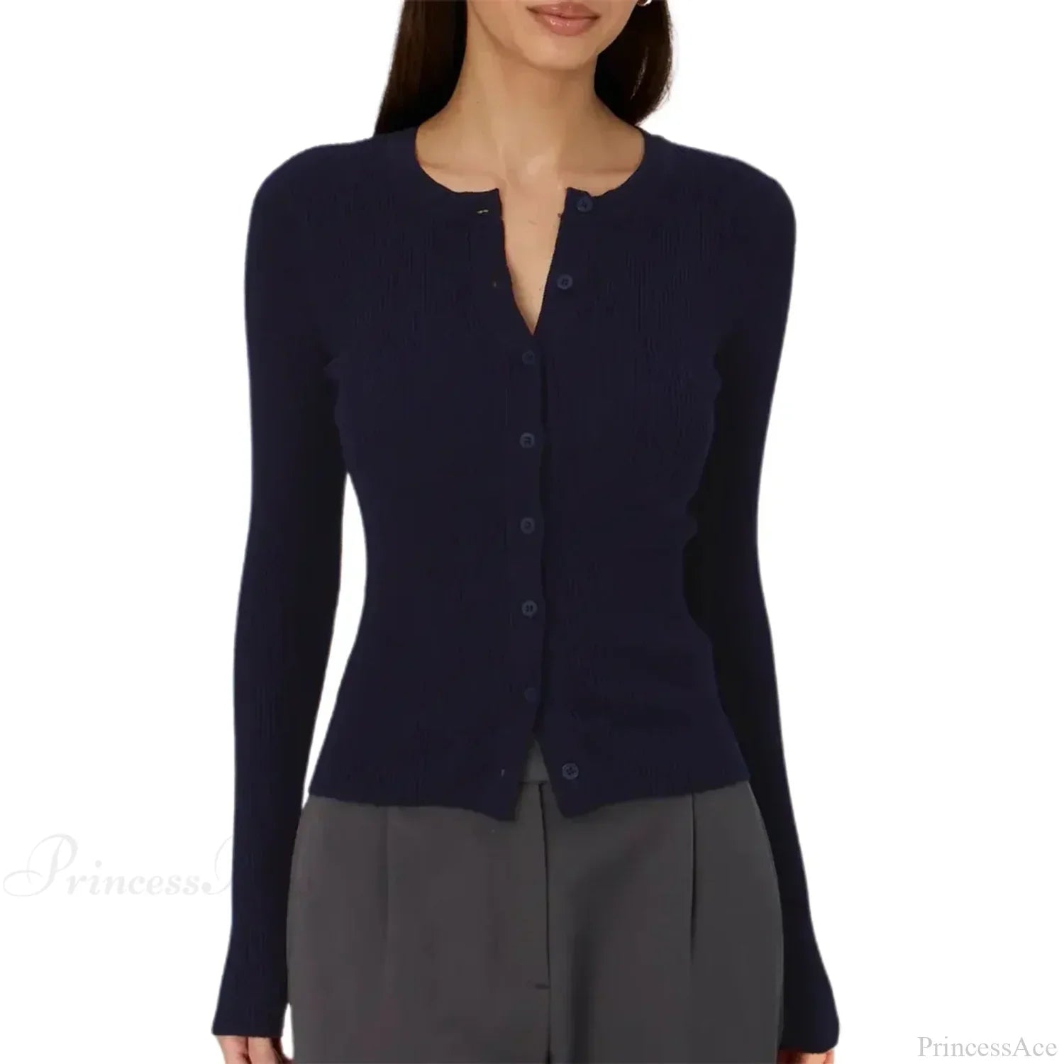 Ribbed Slim Button-Up Long Sleeve Cardigan image 11
