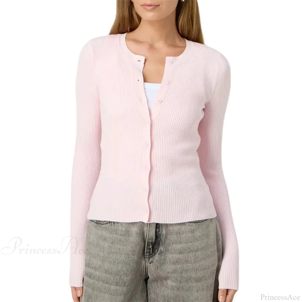 Ribbed Slim Button-Up Long Sleeve Cardigan image 9