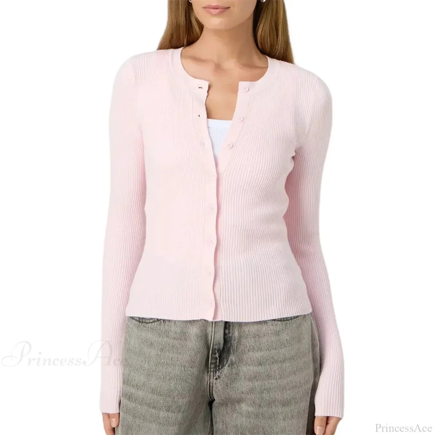 Ribbed Slim Button-Up Long Sleeve Cardigan image 9