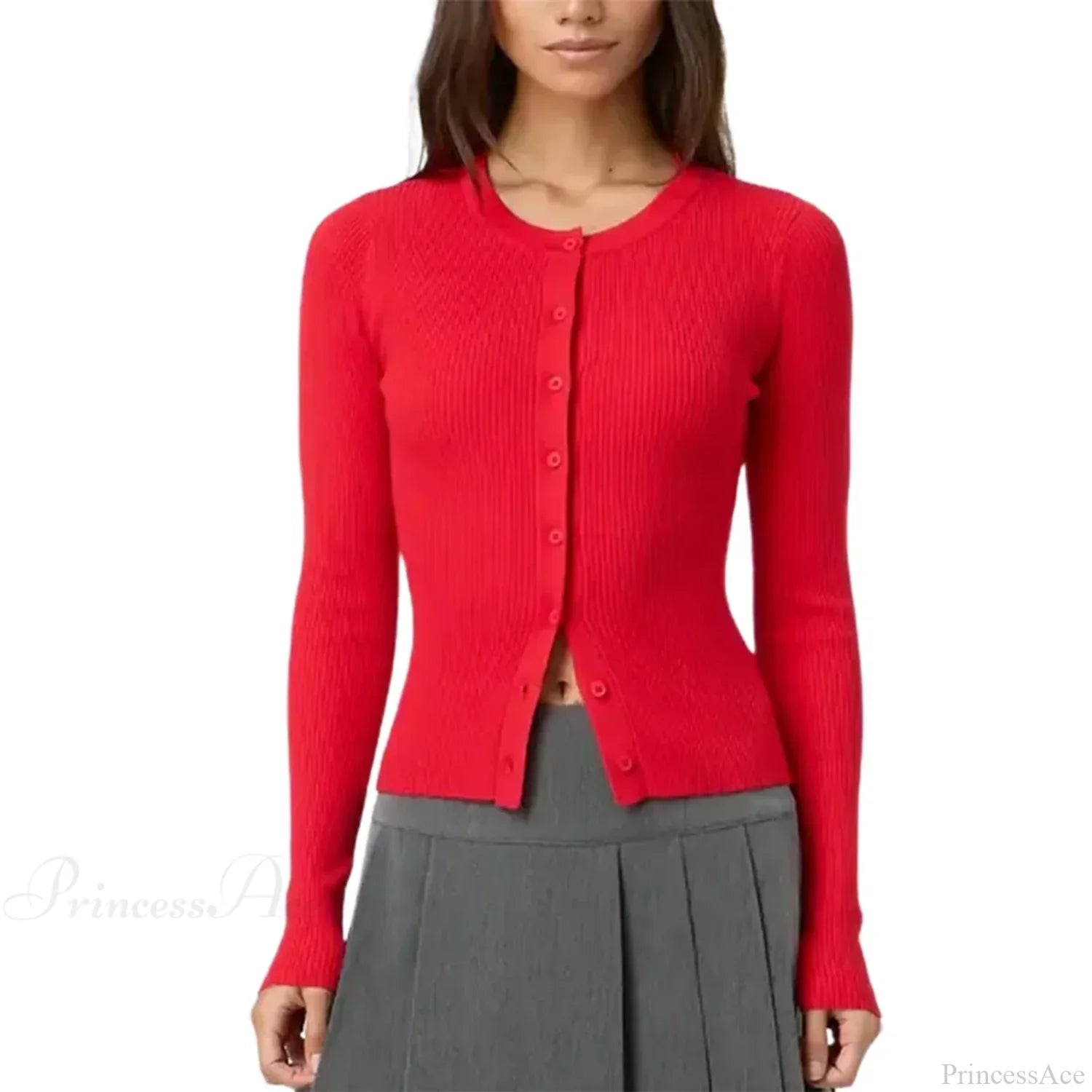 Ribbed Slim Button-Up Long Sleeve Cardigan image 12