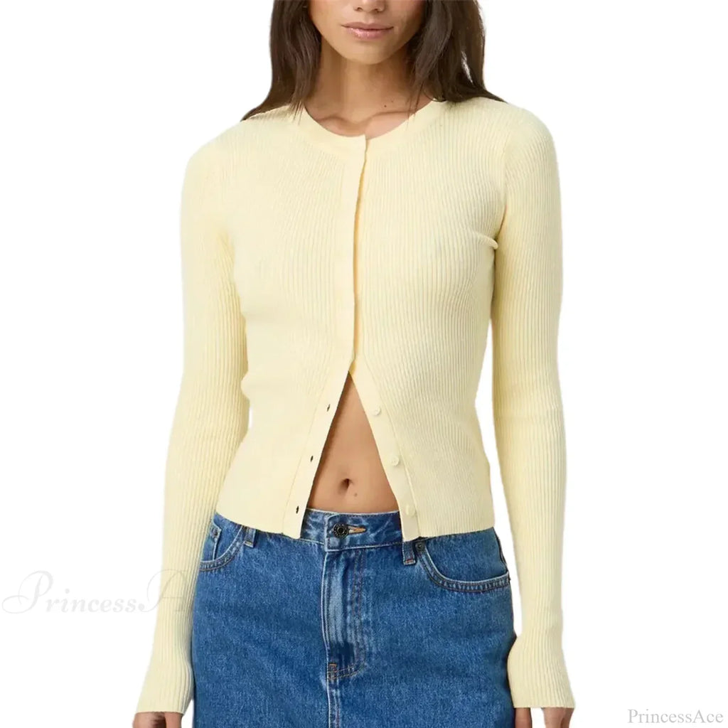 Ribbed Slim Button-Up Long Sleeve Cardigan image 14