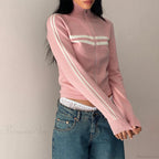 Ribbed Stripe Stylish Zipper Pullover Jacket image 4
