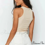 Ribbed Women White Summer Casual Fitness Short Vest Candy Knitted Off Shoulder Crop Women Tank top image 2