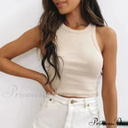 Ribbed Women White Summer Casual Fitness Short Vest Candy Knitted Off Shoulder Crop Women Tank top image 7