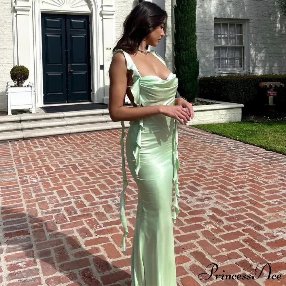 Ribbon Backless Maxi Dress image 2
