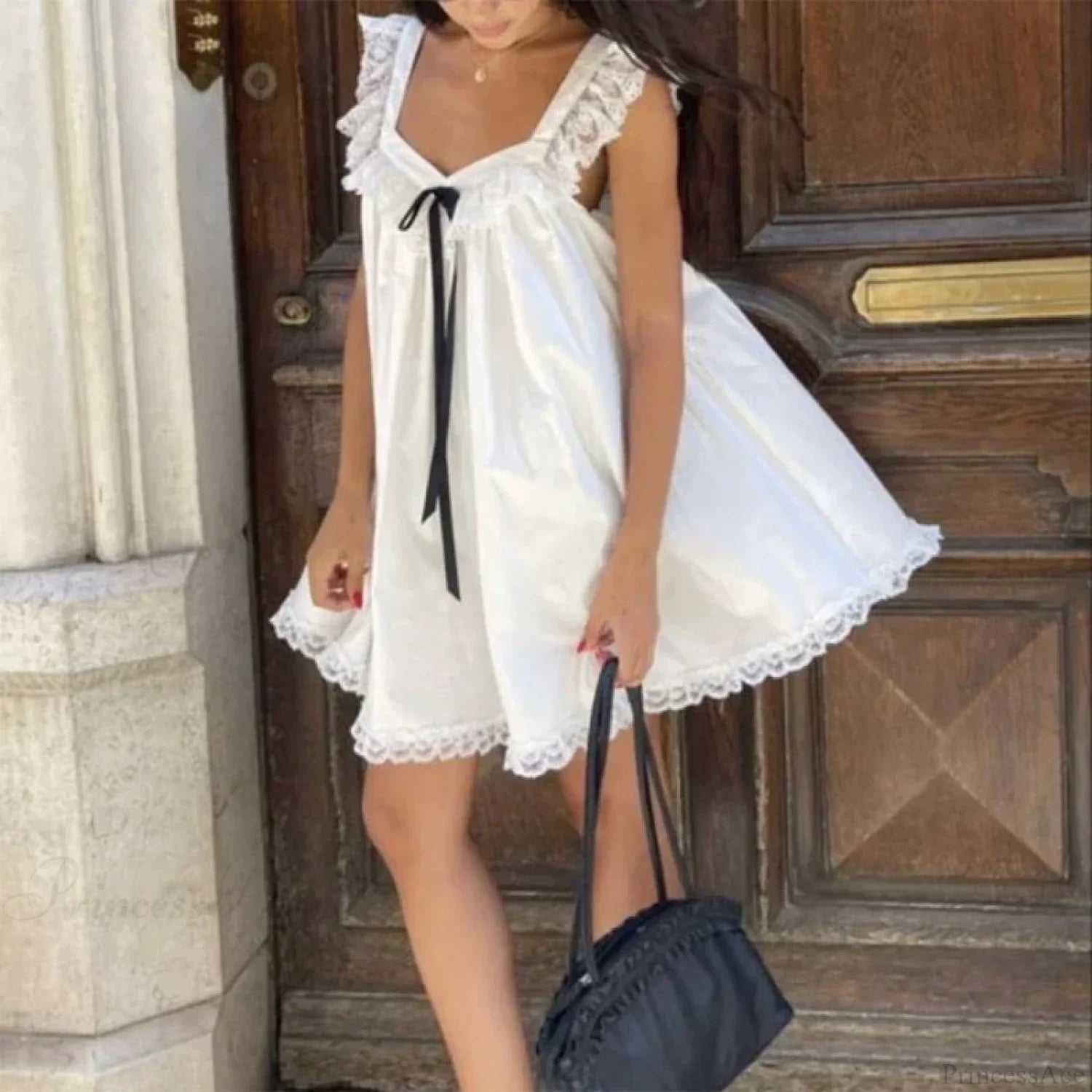 Ribbon Bow Babydoll Mini Dress image 6