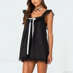 Ribbon Bow Babydoll Mini Dress image 4