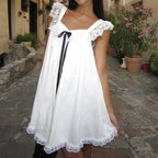 Ribbon Bow Babydoll Mini Dress image 1