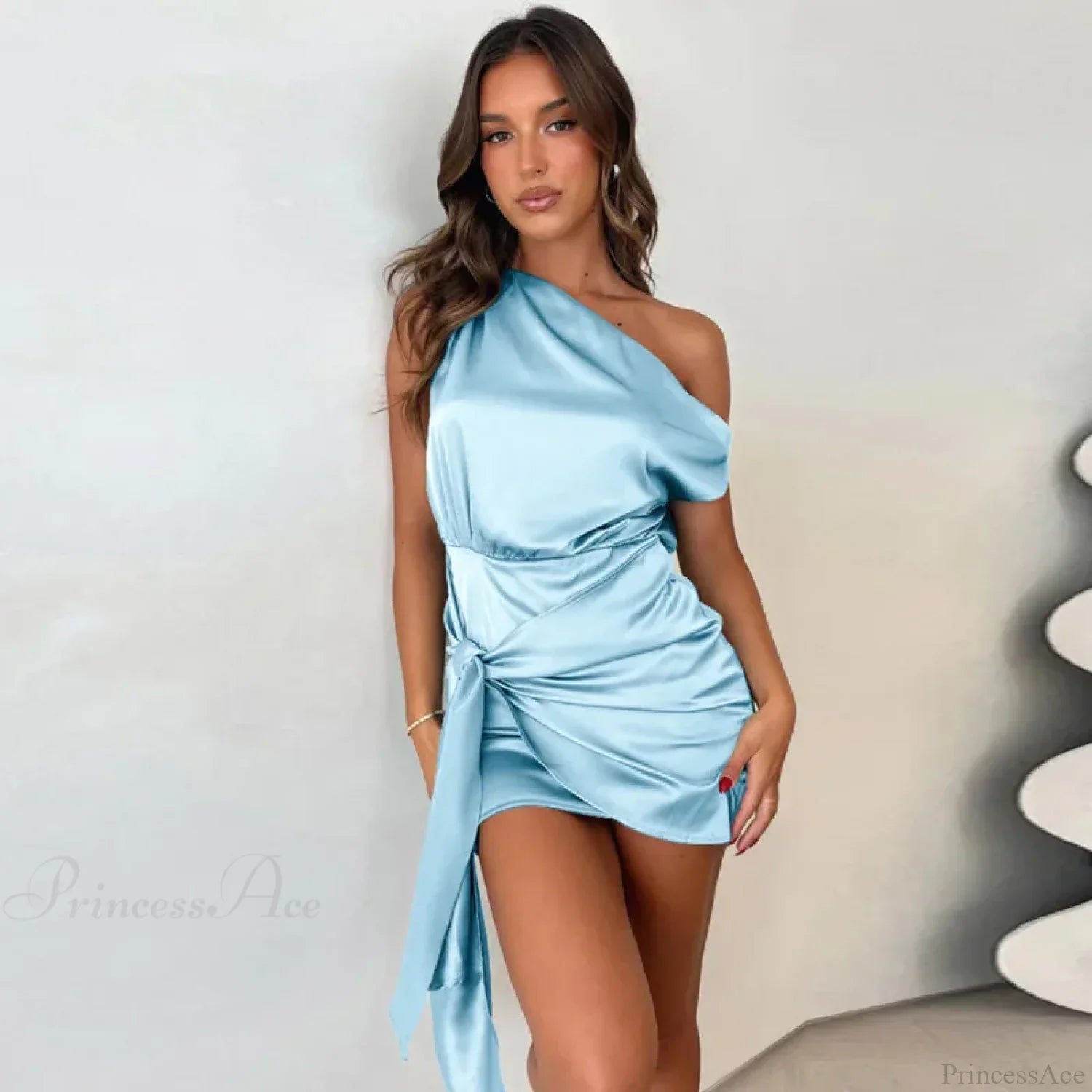 Ribbon Pleated Slim Bodycon Vacation Dress image 2