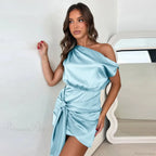 Ribbon Pleated Slim Bodycon Vacation Dress image 1